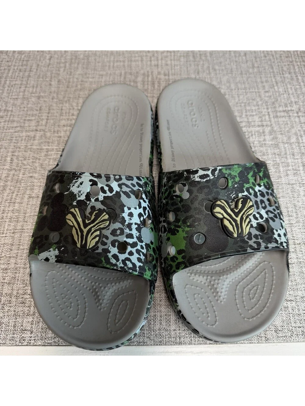 Crocs Disney Animal Kingdom Leopard Safari Print Slides Womens Size 10 Mens Sz 8
